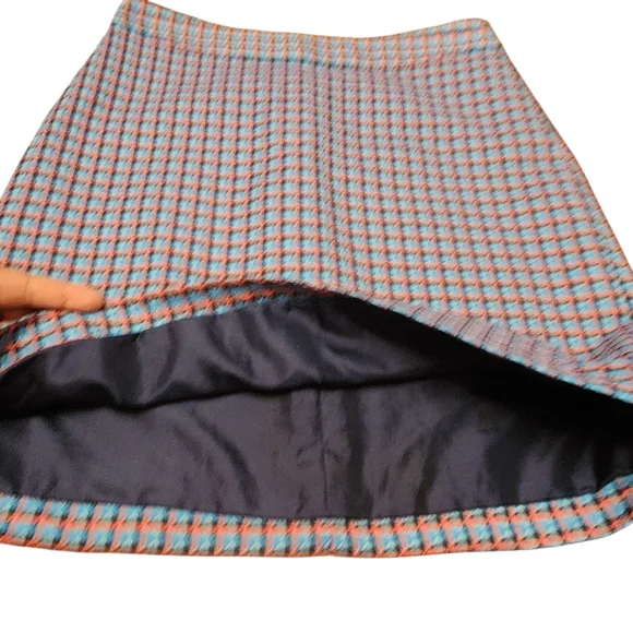 Marc By Marc Jacobs Designer Blue and Coral Plaid Checkered Mini Skirt Size 0 - Picture 3 of 8